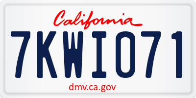 CA license plate 7KWI071