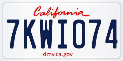 CA license plate 7KWI074