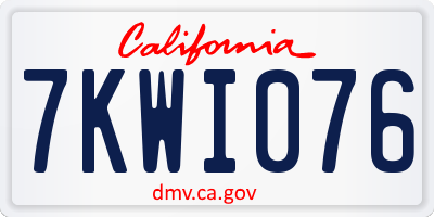 CA license plate 7KWI076