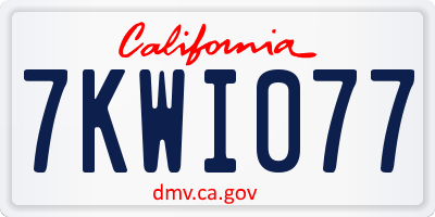 CA license plate 7KWI077