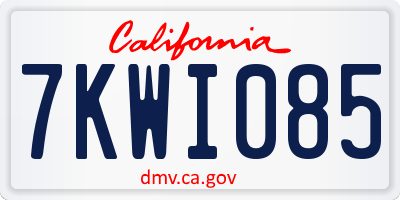 CA license plate 7KWI085