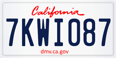 CA license plate 7KWI087