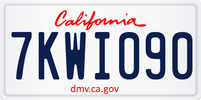 CA license plate 7KWI090
