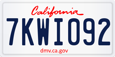 CA license plate 7KWI092