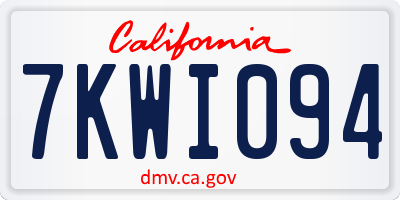 CA license plate 7KWI094