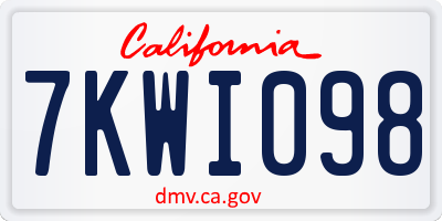 CA license plate 7KWI098