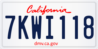 CA license plate 7KWI118