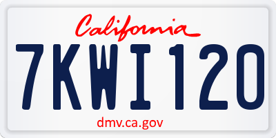 CA license plate 7KWI120