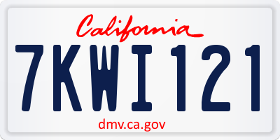 CA license plate 7KWI121