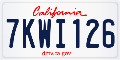 CA license plate 7KWI126