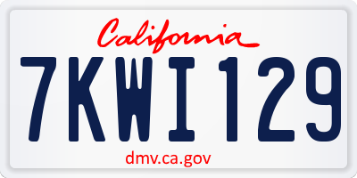 CA license plate 7KWI129