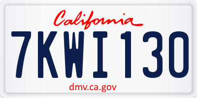 CA license plate 7KWI130