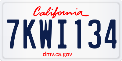 CA license plate 7KWI134