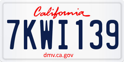 CA license plate 7KWI139