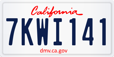 CA license plate 7KWI141