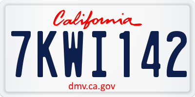 CA license plate 7KWI142