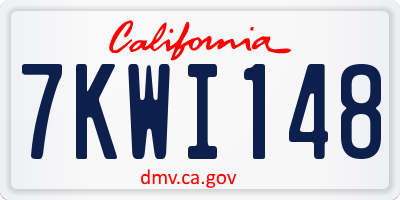 CA license plate 7KWI148