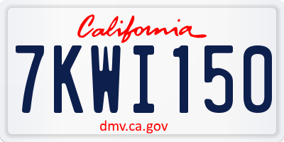 CA license plate 7KWI150