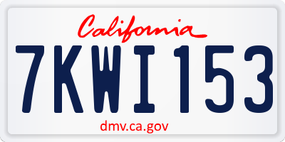 CA license plate 7KWI153