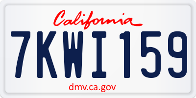 CA license plate 7KWI159