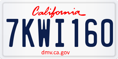 CA license plate 7KWI160