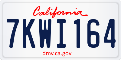 CA license plate 7KWI164