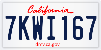 CA license plate 7KWI167