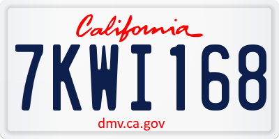 CA license plate 7KWI168