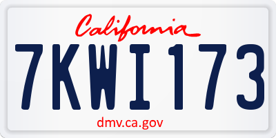CA license plate 7KWI173