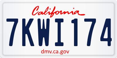 CA license plate 7KWI174