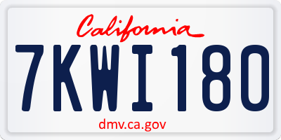 CA license plate 7KWI180