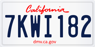 CA license plate 7KWI182