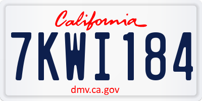 CA license plate 7KWI184