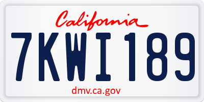CA license plate 7KWI189