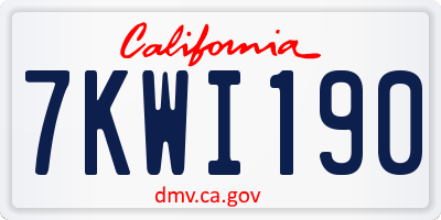 CA license plate 7KWI190
