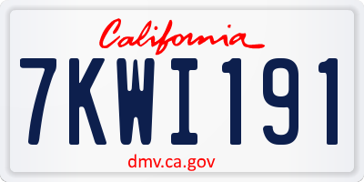 CA license plate 7KWI191
