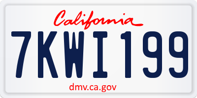 CA license plate 7KWI199