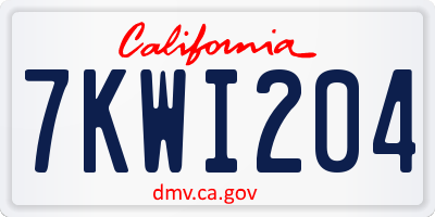 CA license plate 7KWI204
