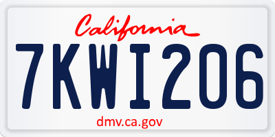 CA license plate 7KWI206