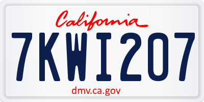 CA license plate 7KWI207