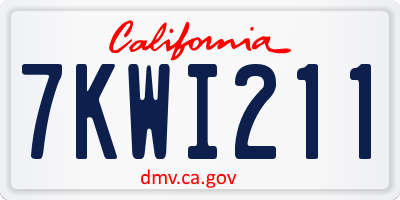 CA license plate 7KWI211