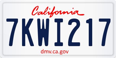 CA license plate 7KWI217