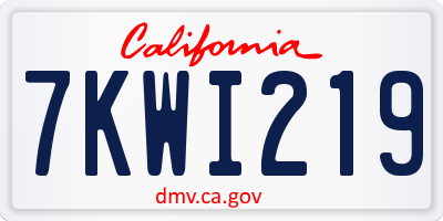 CA license plate 7KWI219