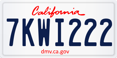 CA license plate 7KWI222