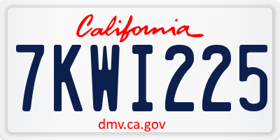CA license plate 7KWI225