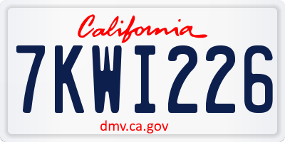 CA license plate 7KWI226