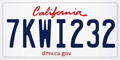 CA license plate 7KWI232