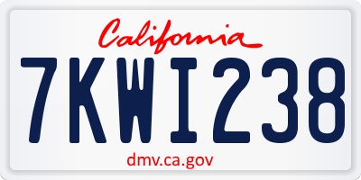 CA license plate 7KWI238