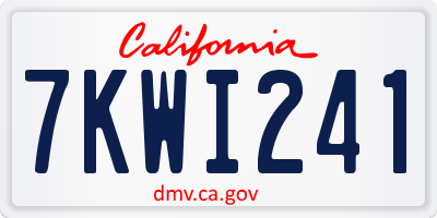CA license plate 7KWI241