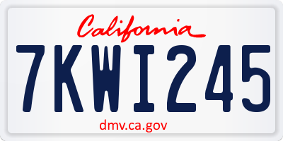 CA license plate 7KWI245
